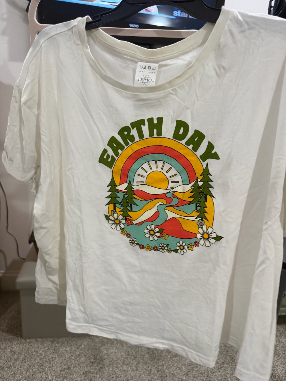 Serra White Earth Day Retro Nature Tee